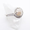 Cream Rose cut Diamond Engagement Ring, Grey Diamond Halo Compass Ring