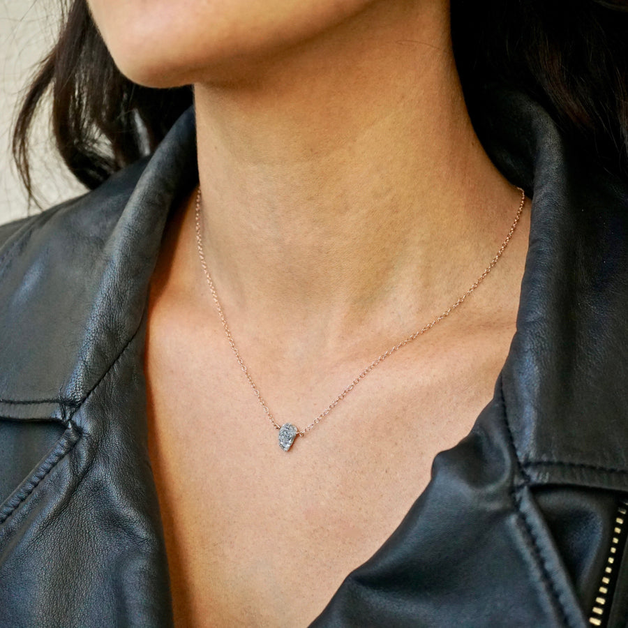 Raw Diamond Necklace - Featured on BuzzFeed - Gray Raw Diamond Necklace - Rustic Diamond Necklace