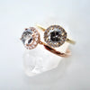 Salt and Pepper Diamond Ring- Salt and Pepper Diamond Halo Engagement Ring - Gray Diamond Ring