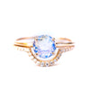 Moonstone Ring - Moonstone Solitaire Ring - Moonstone Diamond Wedding Set
