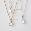 Delicate Moonstone Pendant - Moonstone Bezel Pendant in Gold or Silver - Dainty Moonstone Necklace