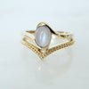 Grey Moonstone Ring and Gold Chevron Ring