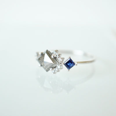 Salt and Pepper Diamond Ring, Kite Diamond Ring