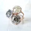 2 carat Salt and Pepper Diamond Ring - Light Champagne Diamond Compass Ring 14k Rose Gold