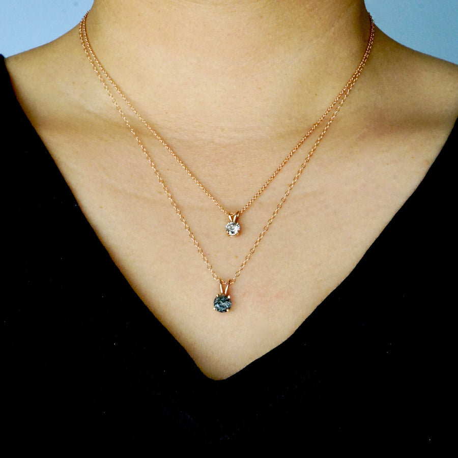 Salt and Pepper Diamond Pendant Necklace - Grey Diamond Pendant