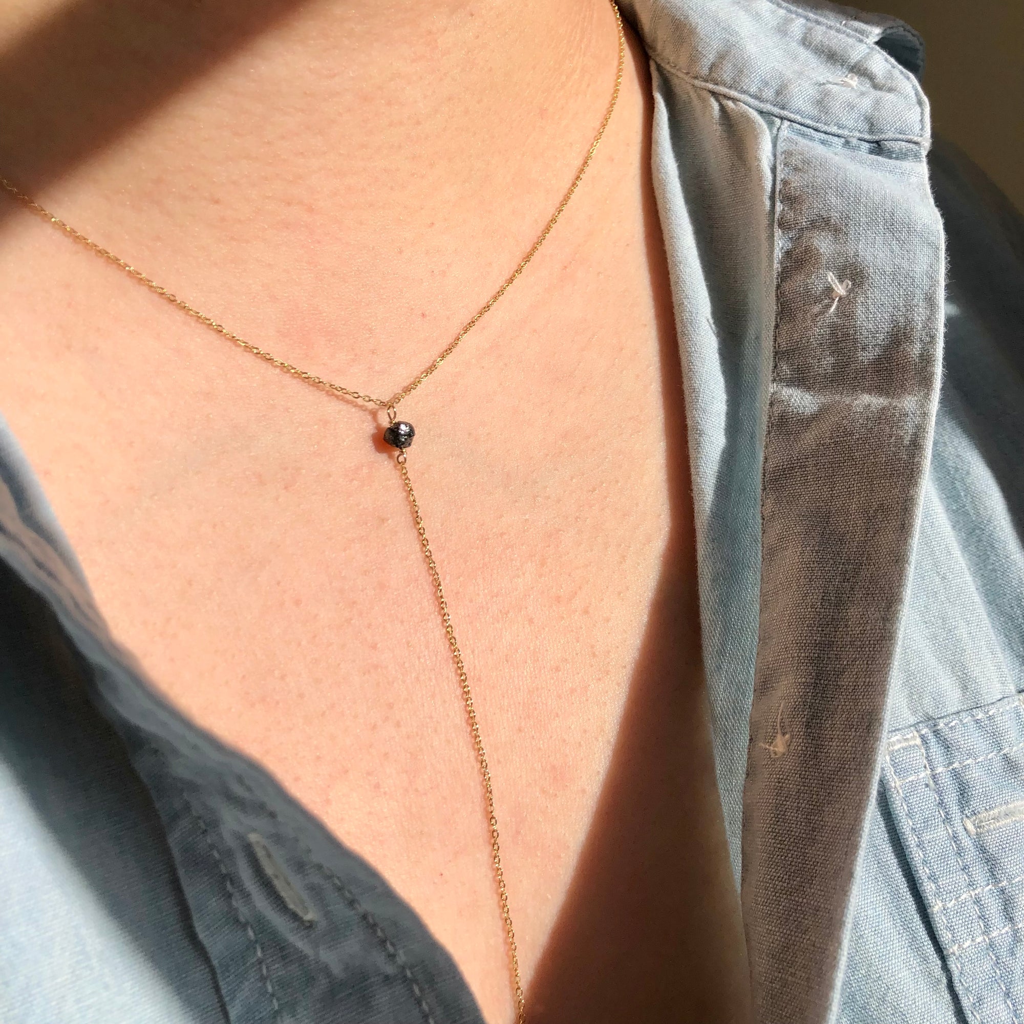 Black Diamond Lariat Necklace