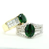 Green Chrome Tourmaline Diamond Ring - Oval Chrome Tourmaline Ring - Vintage Torumaline Ring