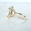 Oval Aquamarine diamond halo ring in yellow gold side view