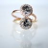 Salt and Pepper Diamond Ring- Salt and Pepper Diamond Halo Engagement Ring - Gray Diamond Ring