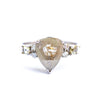 Gray Pear Diamond Ring - Light Gray Pear Rose Cut Diamond Engagement Ring - Grey Diamond Ring