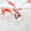 Sapphire Diamond Engagement Ring, Gold Pink Sapphire Cluster Ring