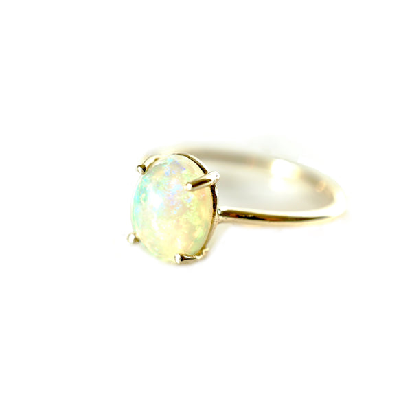 Oval Opal Ring - Ethiopian Opal Gem Ring - Opal Engagement Ring Gold ...