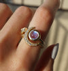 Moonstone and Star Gold Ring