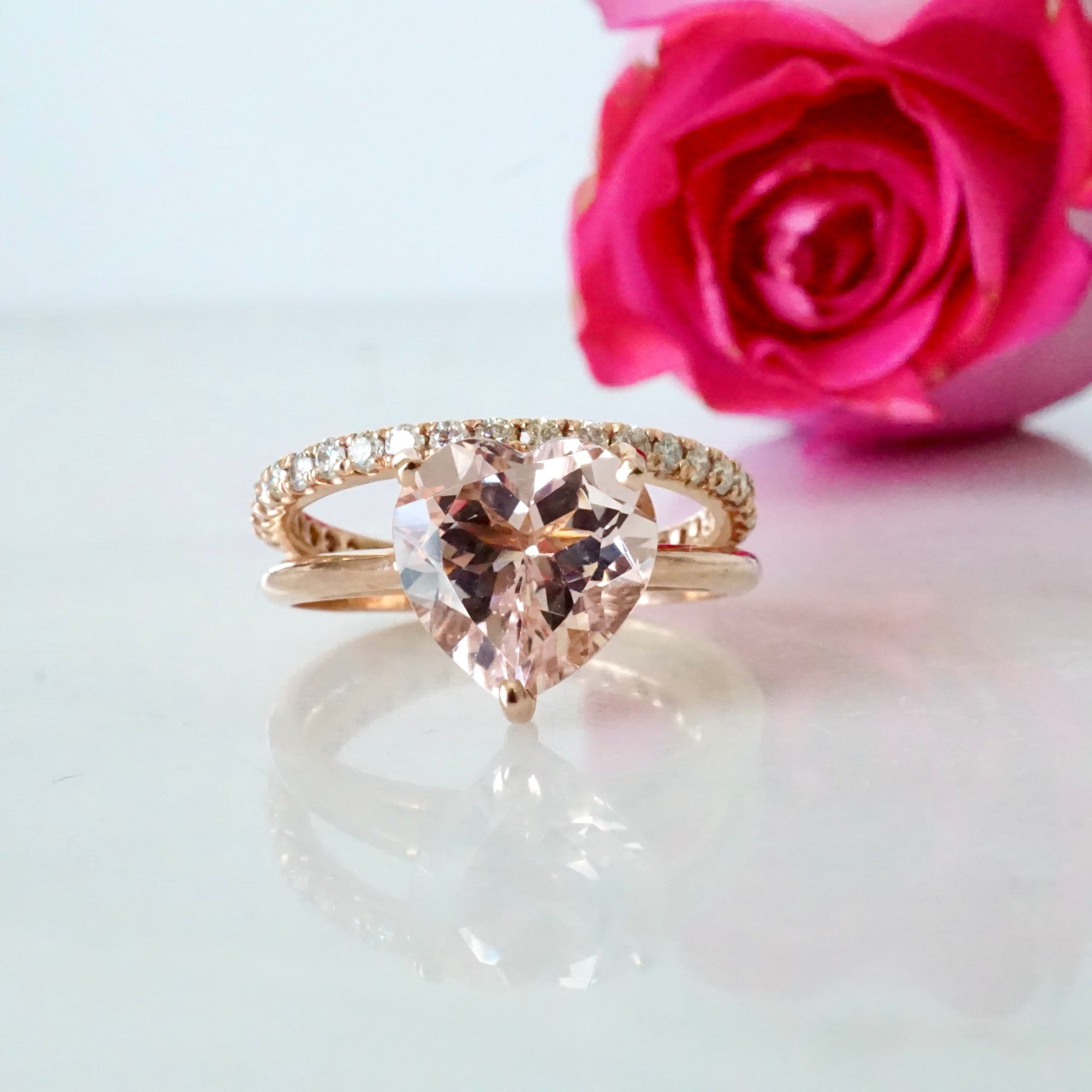 Rose Gold Morganite Engagement Ring: 14K Cushion Cut Ring – ANTOANETTA