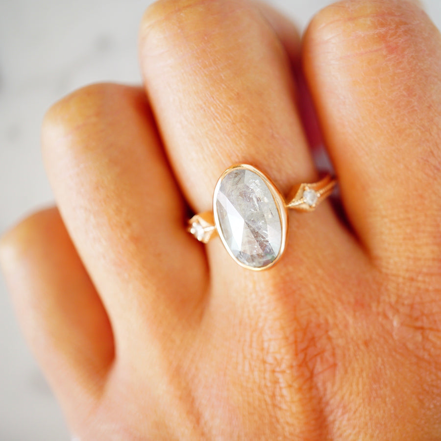 Grey Rose Cut Diamond Engagement Ring