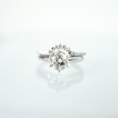 Icy white Salt and Pepper Diamond Ring 14k white gold, 1.39 carat Round Brilliant Diamond Solitaire Engagement Ring