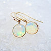 Opal Dangle Earrings, Faceted Opal Earrings, Bezel Opal Drop Earrings