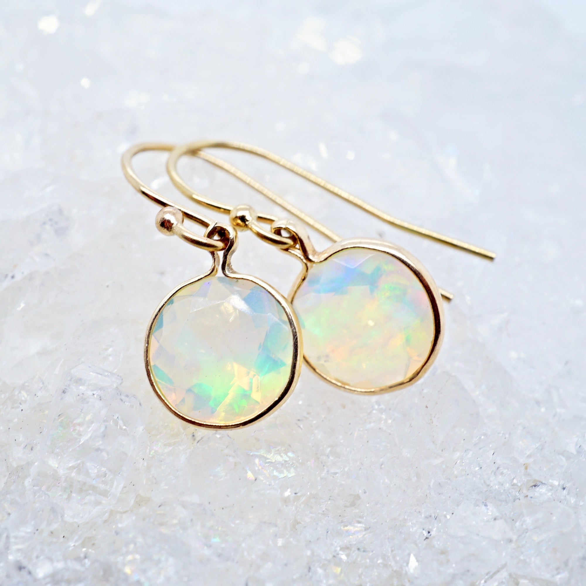 Rainbow Bezel Gemstone Dangle Earrings