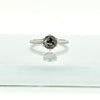 Dark 1-carat salt and pepper galaxy, speckled diamond set in a classic Tiffany 6-prong setting in 18-karat white gold