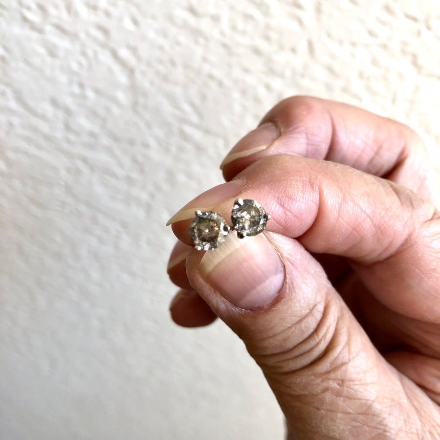 Salt and Pepper Diamond Earrings, 1.48 carat Diamond Stud Earrings