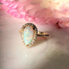 Opal and Diamond Engagement Ring - 14k Yellow Gold Opal Diamond Halo Ring - Australian Opal Ring - Pear Opal Diamond Ring