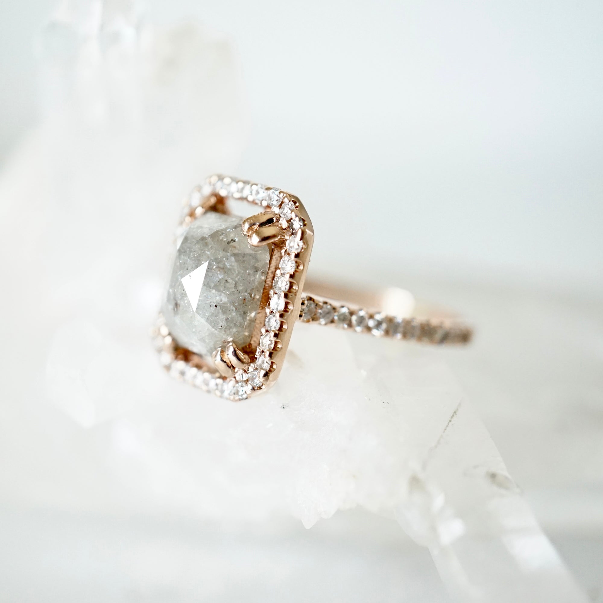 Delicate Halo Round Cut Citrine Pendant Vintage Rose Gold 