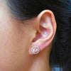 Morganite Diamond Earrings - Morganite Diamond Halo Stud Earrings - Morgniate Halo Studs - Round Morganite Studs Earrings
