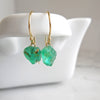 Raw Emerald Drop Earrings 14k Gold suspended
