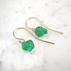 Raw Emerald Drop Earrings 14k Gold