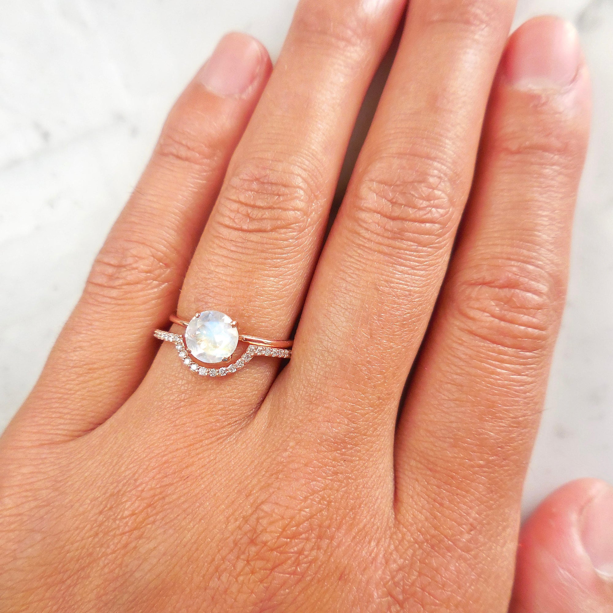 Buy Vintage Moonstone Engagement Ring Set Rose Gold Pear Shaped Halo Rings  Art Deco Diamond Bridal Set June Birthstone Anniversary Bridal Set Online  in India - Etsy