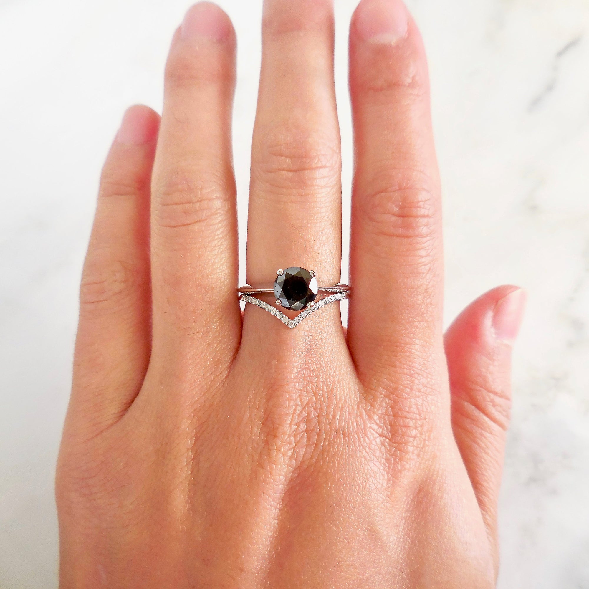 Engagement Ring with 1 carat Black Diamond, Style 2980