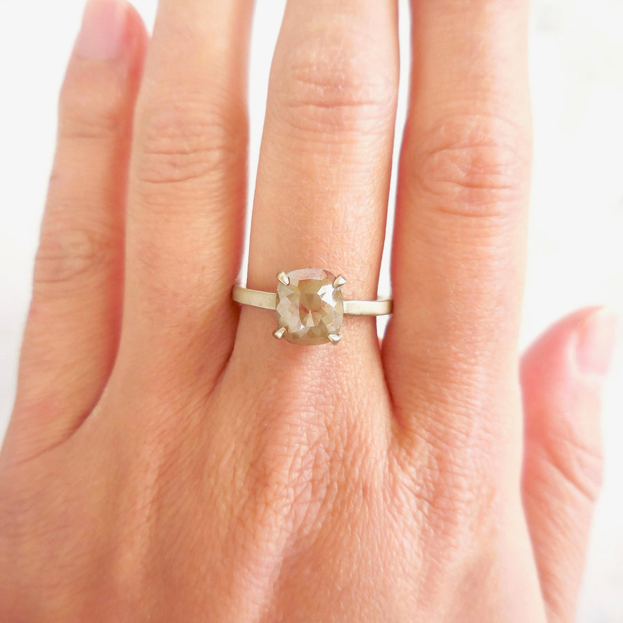 Rustic Rose Cut Diamond Engagement Ring - Rustic Diamond Engagement Ring