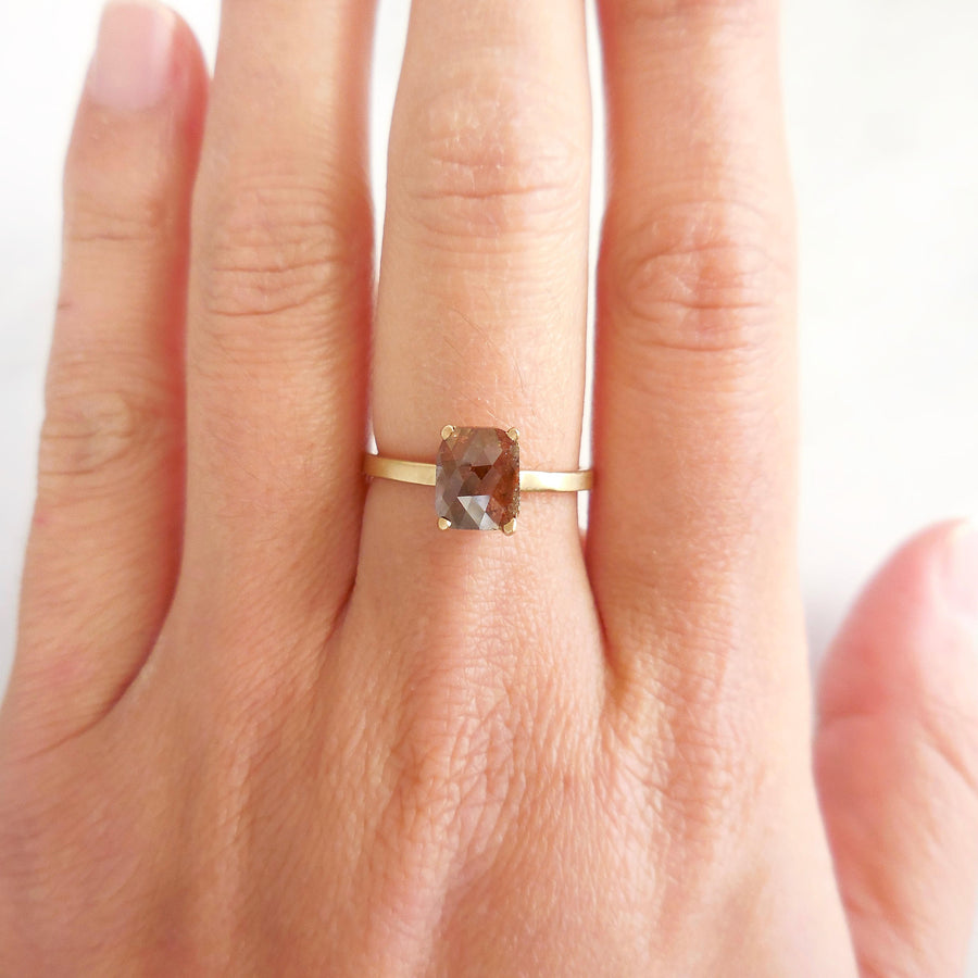 Rustic Brown Diamond Ring - Brown Rose Cut Diamond Ring - Women's Rustic Engagement Ring