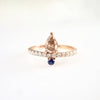 Champagne Pear Diamond Statement Ring - Women's Rose Gold Stacking Diamond Ring Size 6 1/2