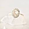 Champagne Oval Diamond Engagement Ring or Wedding Set, Oval Rose Cut Diamond Halo Ring