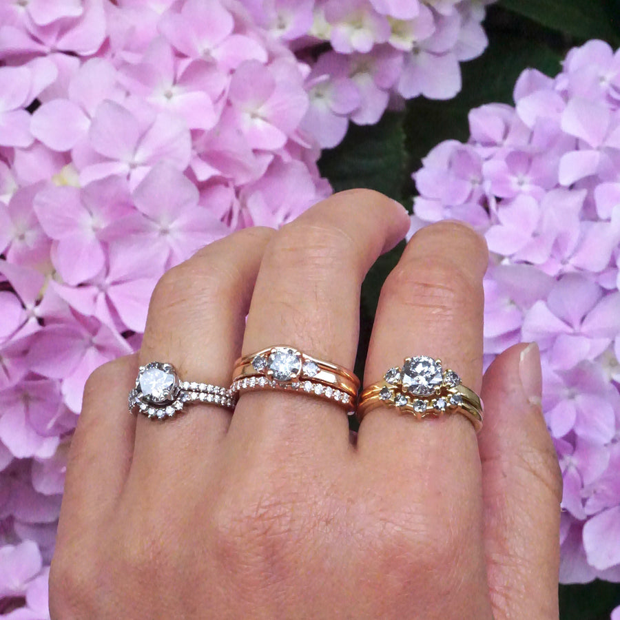 Grey Three Stone Diamond Engagement Ring 