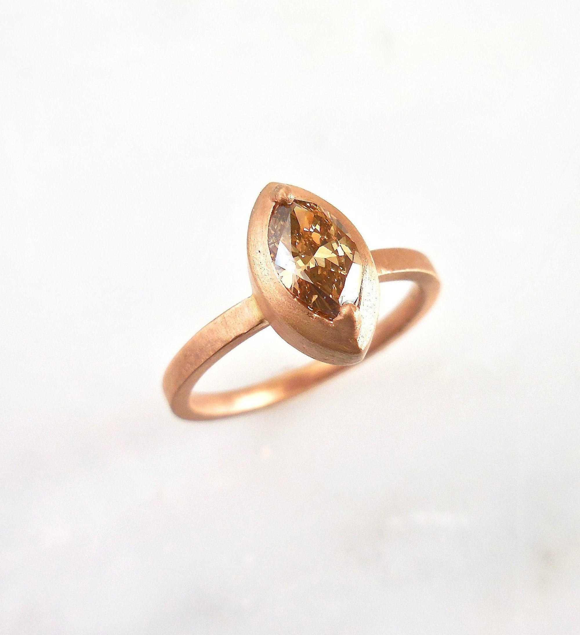 Cognac Diamond Engagement Ring - Natural Fancy Brown Diamond Ring