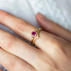Ruby Ring paired with a Gold Chevron Ring