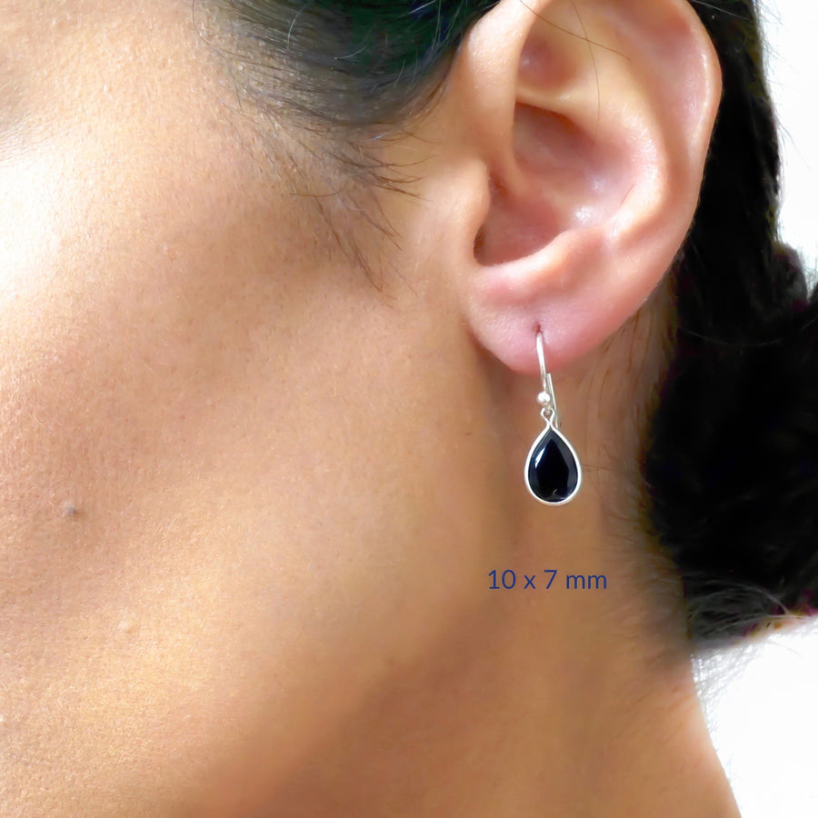 Gold Onyx Earrings - Pear Cut Black Onyx Drop Earrings - Women's Onyx Earrings
