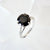 Black Spinel Silver Ring - Round Black Spinel Stone Ring