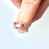 Pink Sapphire Cushion stone 14k Rose Gold paired with wedding bands
